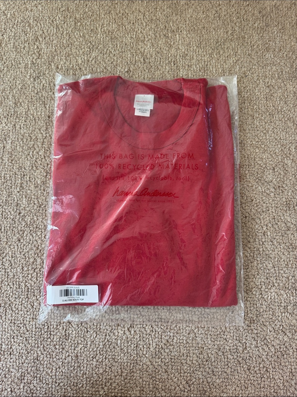 Hanna Andersson NWT Red Long John Rib Solid Top Pajama
